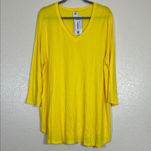 Yellow 3/4 sleeve top, size 3X